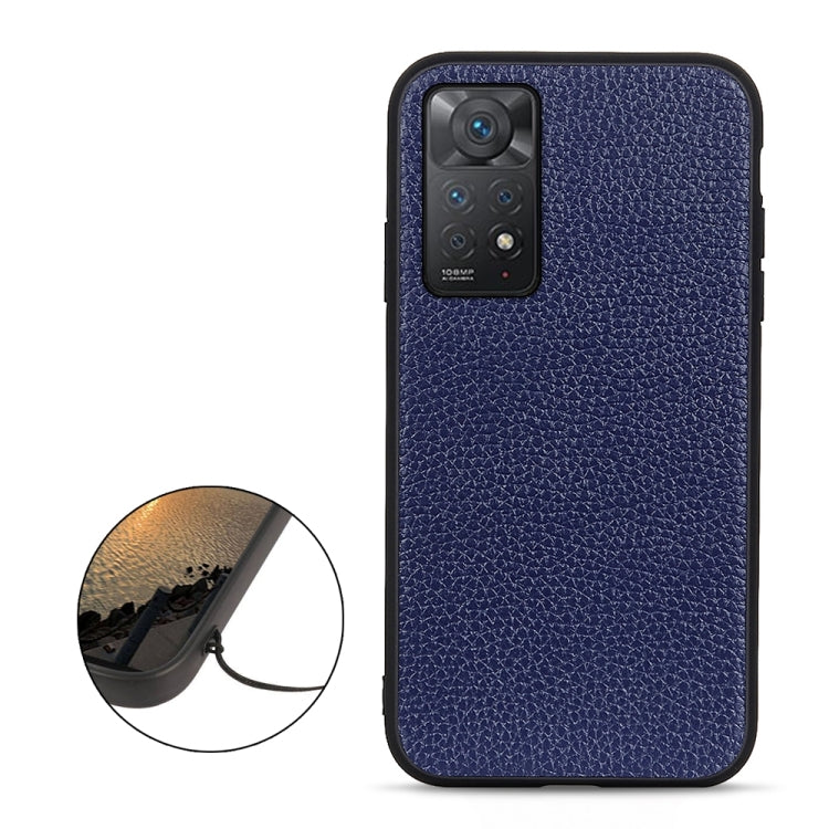 For Xiaomi Redmi Note 11 Pro Global Accurate Hole Litchi Texture Leather Shockproof Phone Case(Blue) Eurekaonline