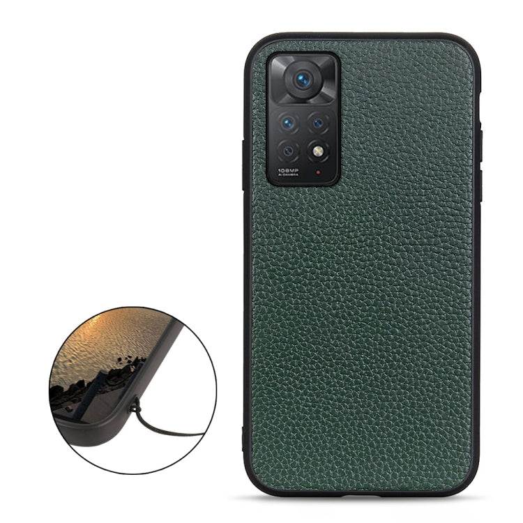 For Xiaomi Redmi Note 11 Pro Global Accurate Hole Litchi Texture Leather Shockproof Phone Case(Green) Eurekaonline
