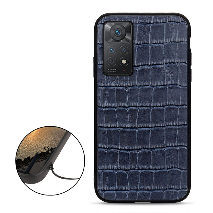 For Xiaomi Redmi Note 11 Pro Global Crocodile Texture Leather Shockproof Phone Case(Blue) Eurekaonline