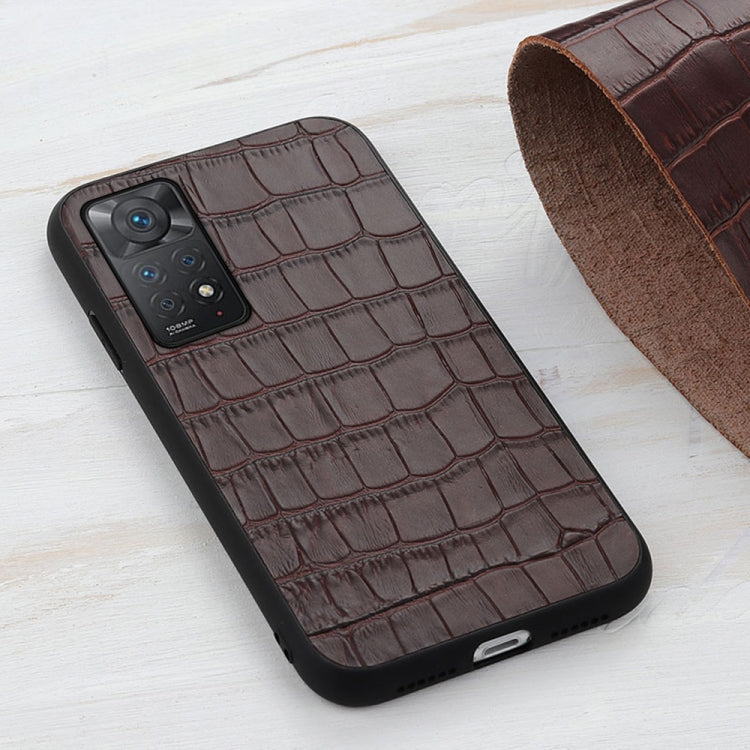 For Xiaomi Redmi Note 11 Pro Global Crocodile Texture Leather Shockproof Phone Case(Brown) Eurekaonline