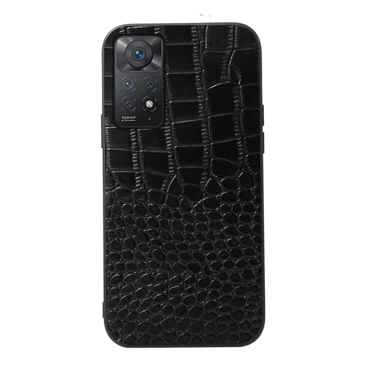For Xiaomi Redmi Note 11 Pro Global Crocodile Top Layer Cowhide Leather Case(Black) Eurekaonline