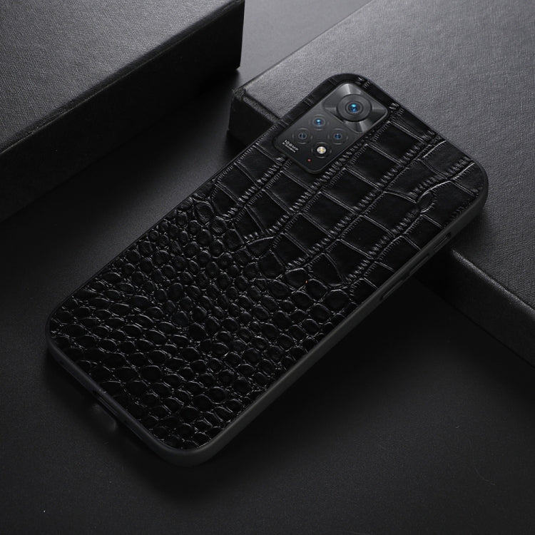 For Xiaomi Redmi Note 11 Pro Global Crocodile Top Layer Cowhide Leather Case(Black) Eurekaonline