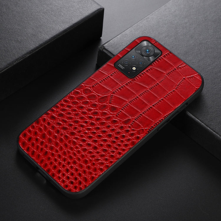 For Xiaomi Redmi Note 11 Pro Global Crocodile Top Layer Cowhide Leather Case(Red) Eurekaonline