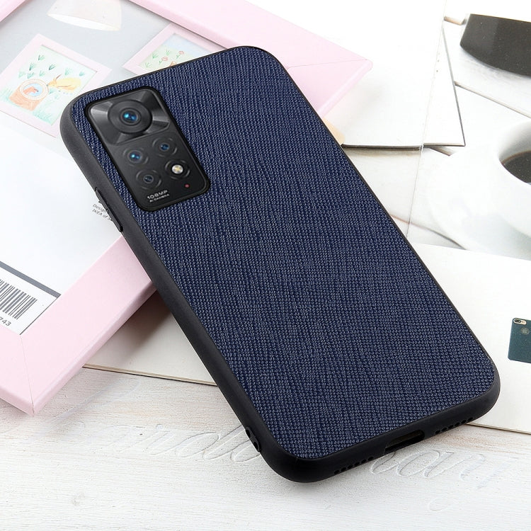 For Xiaomi Redmi Note 11 Pro Global Cross Texture Leather Shockproof Phone Case(Blue) Eurekaonline
