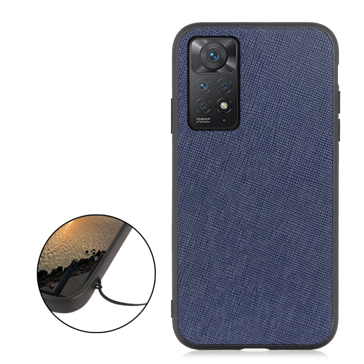 For Xiaomi Redmi Note 11 Pro Global Cross Texture Leather Shockproof Phone Case(Blue) Eurekaonline