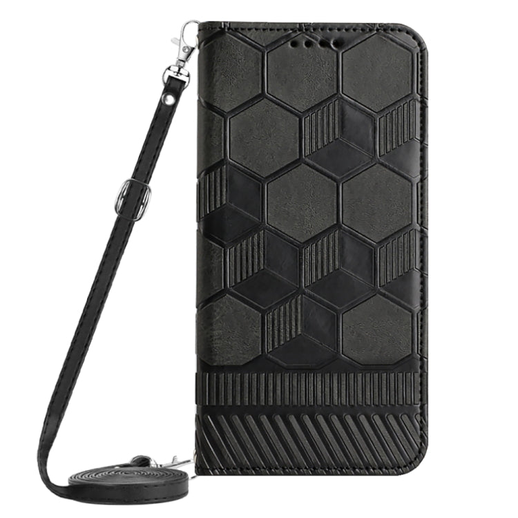 Redmi Note 11 Pro+ India Crossbody Football Texture Magnetic PU Phone Case(Black) Eurekaonline