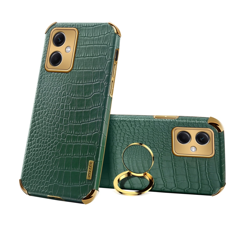 For Xiaomi Redmi Note 12 China 6D Electroplating Crocodile Texture Phone Case With Holder(Green) Eurekaonline