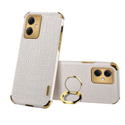 For Xiaomi Redmi Note 12 China 6D Electroplating Crocodile Texture Phone Case With Holder(White) Eurekaonline