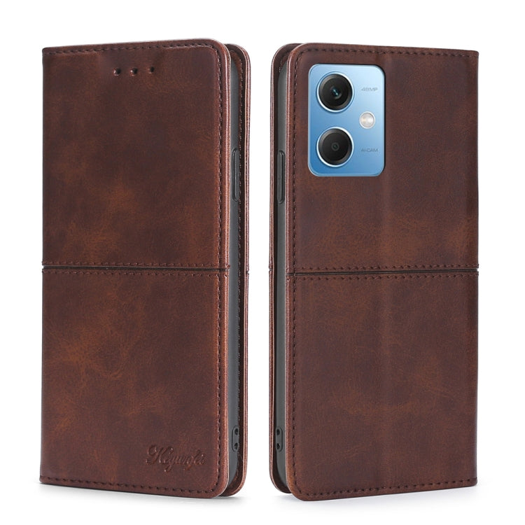 For Xiaomi Redmi Note 12 China Cow Texture Magnetic Leather Phone Case(Dark Brown) Eurekaonline