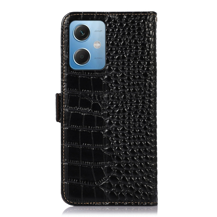 For Xiaomi Redmi Note 12 China Crocodile Top Layer Cowhide Leather Phone Case(Black) Eurekaonline
