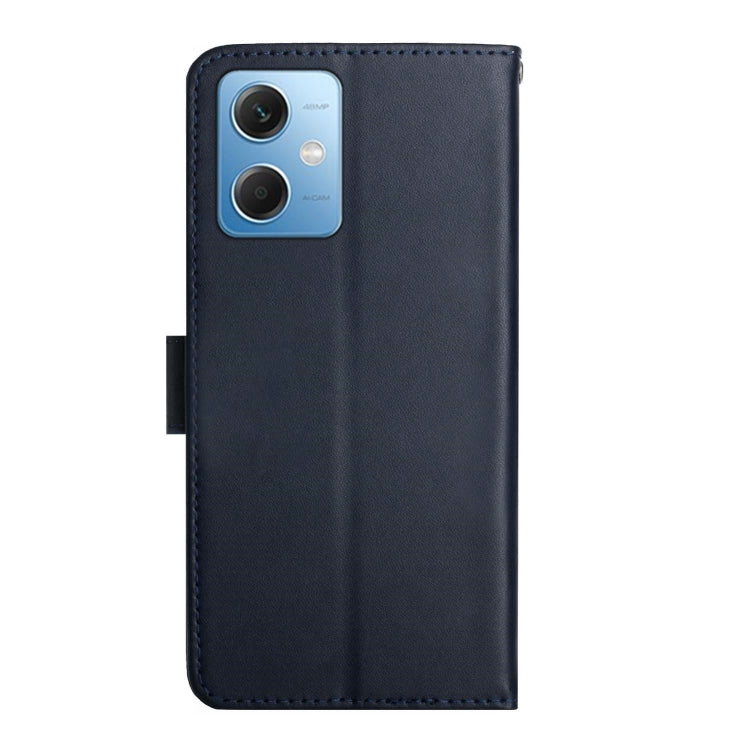 For Xiaomi Redmi Note 12 China Genuine Leather Fingerprint-proof Flip Phone Case(Blue) Eurekaonline