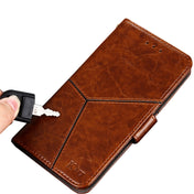 For Xiaomi Redmi Note 12 China Geometric Stitching Horizontal Flip Leather Phone Case(Light Brown) Eurekaonline
