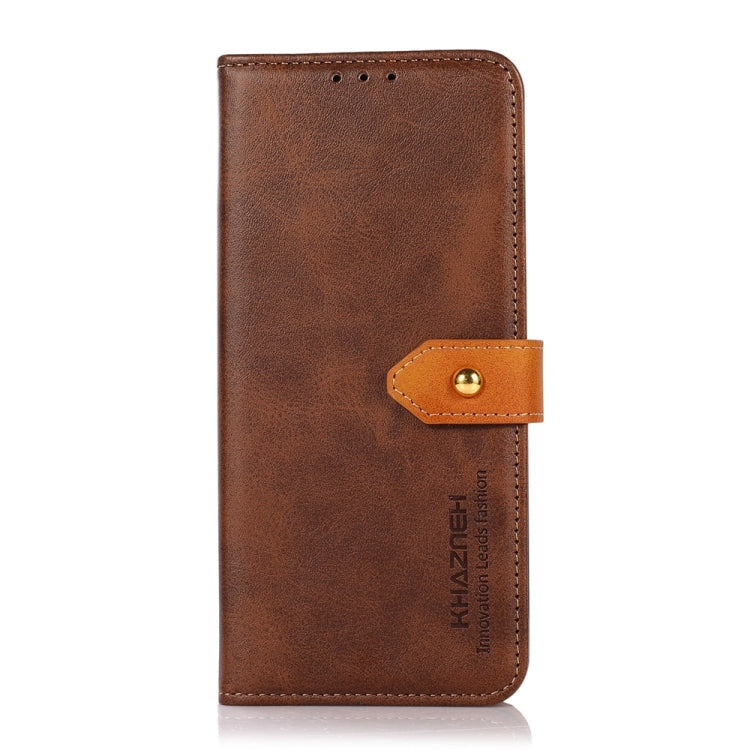 For Xiaomi Redmi Note 12 China HAZNEH Dual-color Cowhide Texture Leather Phone Case(Brown) Eurekaonline