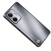 For Xiaomi Redmi Note 12 China Metal Brushed Texture Shockproof Phone Case(Silver) Eurekaonline