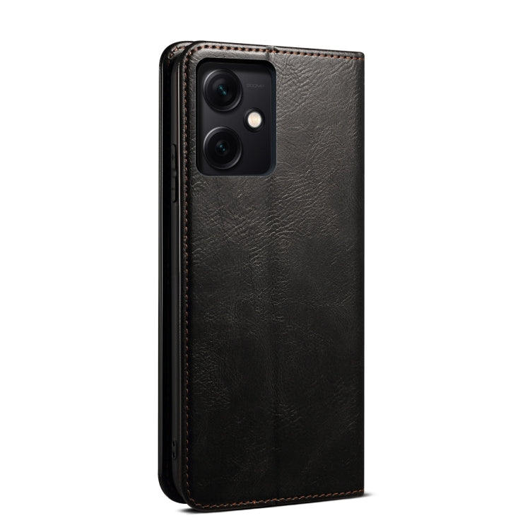 For Xiaomi Redmi Note 12 China Oil Wax Crazy Horse Texture Leather Phone Case(Black) Eurekaonline