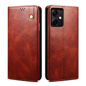 For Xiaomi Redmi Note 12 China Oil Wax Crazy Horse Texture Leather Phone Case(Brown) Eurekaonline