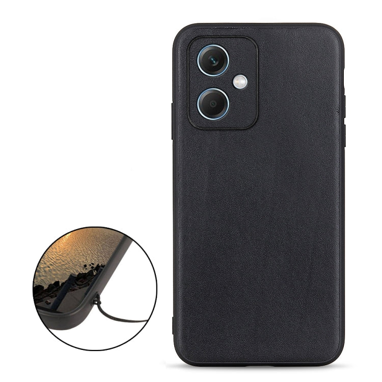 For Xiaomi Redmi Note 12 China Sheep Texture Genuine Leather Shockproof Phone Case(Black) Eurekaonline