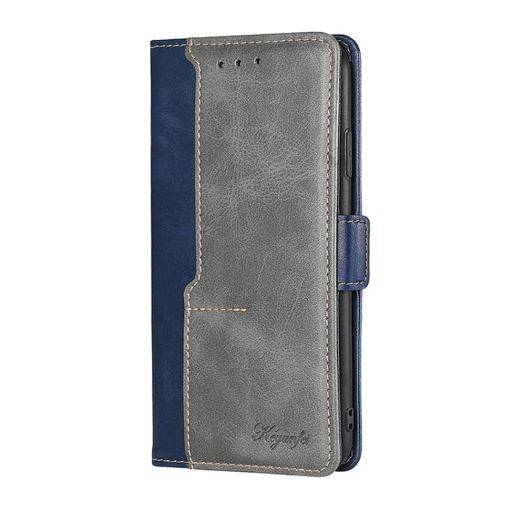 For Xiaomi Redmi Note 12 Pro China Contrast Color Side Buckle Leather Phone Case(Blue + Grey) Eurekaonline