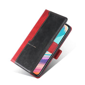For Xiaomi Redmi Note 12 Pro+ China Contrast Color Side Buckle Leather Phone Case(Red + Black) Eurekaonline