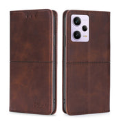 For Xiaomi Redmi Note 12 Pro China Cow Texture Magnetic Leather Phone Case(Dark Brown) Eurekaonline