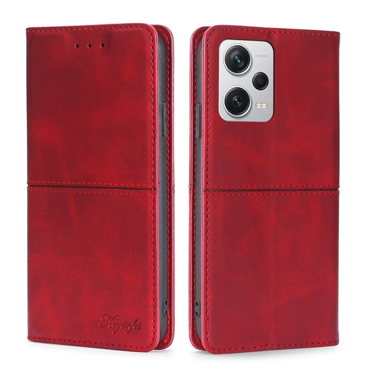 For Xiaomi Redmi Note 12 Pro+ China Cow Texture Magnetic Leather Phone Case(Red) Eurekaonline
