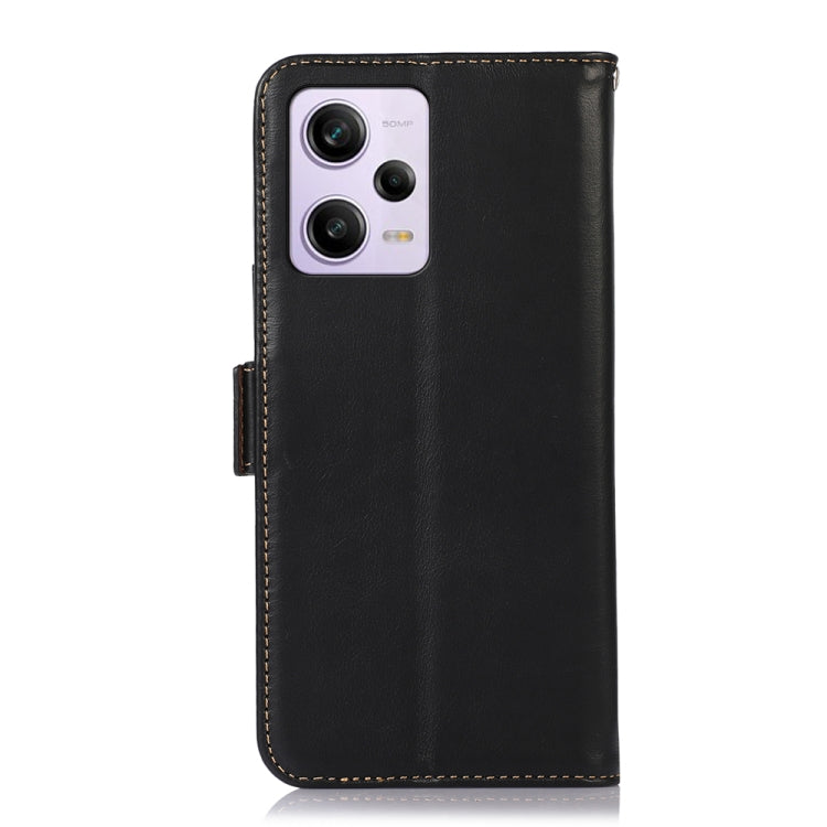 For Xiaomi Redmi Note 12 Pro China Crazy Horse Top Layer Cowhide Leather Phone Case(Black) Eurekaonline