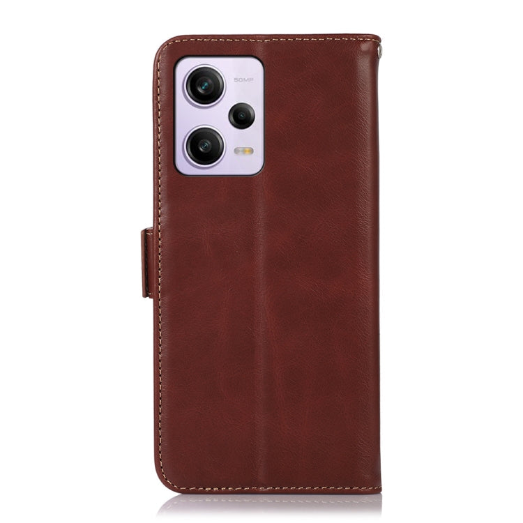 For Xiaomi Redmi Note 12 Pro China Crazy Horse Top Layer Cowhide Leather Phone Case(Brown) Eurekaonline