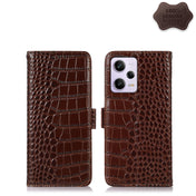 For Xiaomi Redmi Note 12 Pro China Crocodile Top Layer Cowhide Leather Phone Case(Brown) Eurekaonline