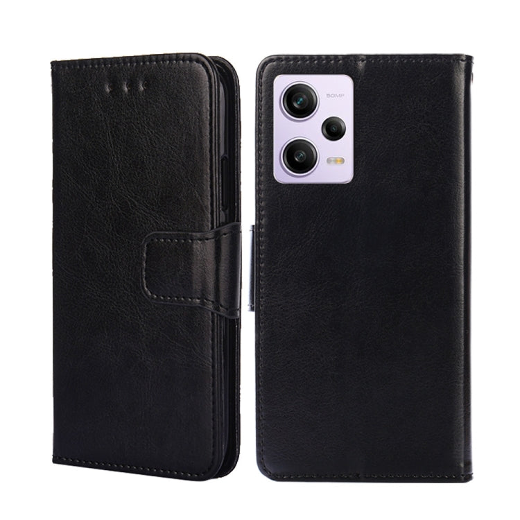 For Xiaomi Redmi Note 12 Pro China Crystal Texture Horizontal Flip Leather Phone Case(Black) Eurekaonline