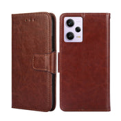 For Xiaomi Redmi Note 12 Pro China Crystal Texture Horizontal Flip Leather Phone Case(Brown) Eurekaonline