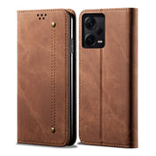 For Xiaomi Redmi Note 12 Pro+ China Denim Texture Leather Phone Case(Brown) Eurekaonline