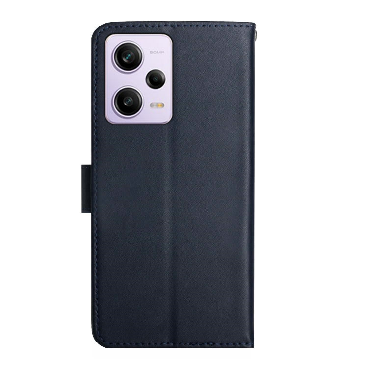 For Xiaomi Redmi Note 12 Pro China Genuine Leather Fingerprint-proof Flip Phone Case(Blue) Eurekaonline