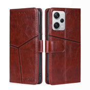 For Xiaomi Redmi Note 12 Pro+ China Geometric Stitching Horizontal Flip Leather Phone Case(Dark Brown) Eurekaonline