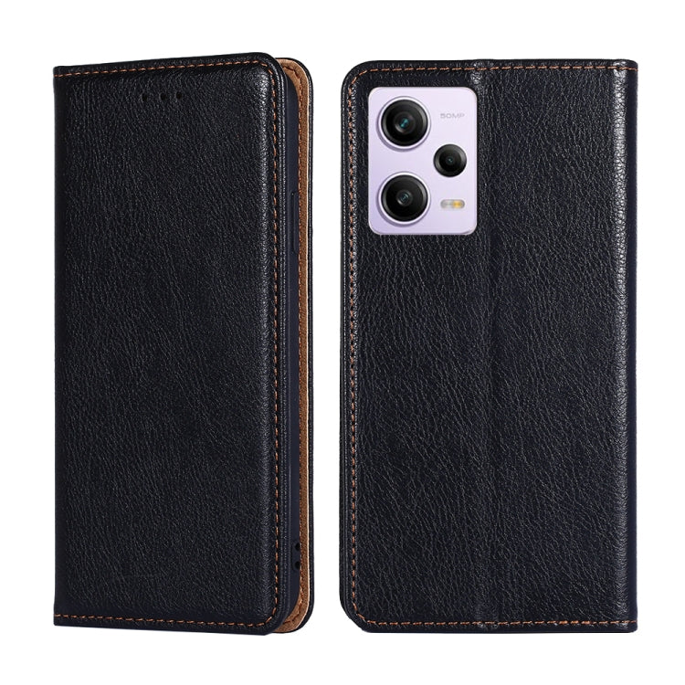 For Xiaomi Redmi Note 12 Pro China Gloss Oil Solid Color Magnetic Leather Phone Case(Black) Eurekaonline