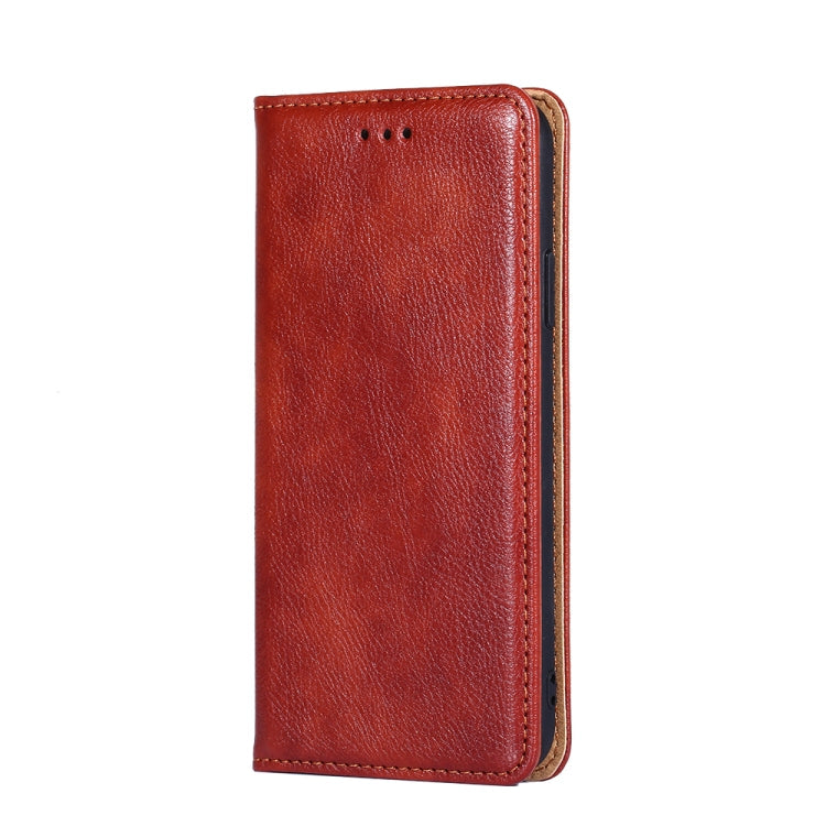 For Xiaomi Redmi Note 12 Pro China Gloss Oil Solid Color Magnetic Leather Phone Case(Brown) Eurekaonline