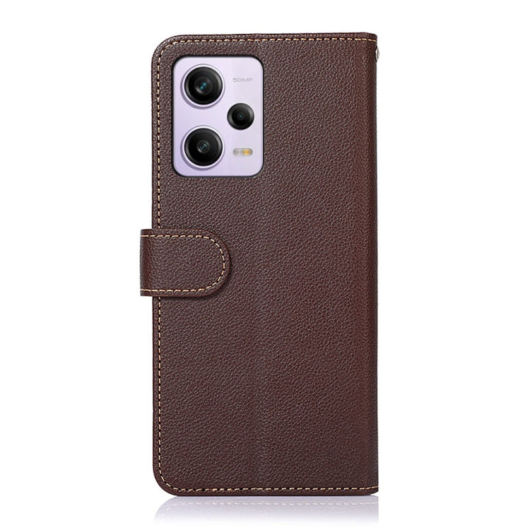 For Xiaomi Redmi Note 12 Pro+ China KHAZNEH Litchi Texture Leather RFID Phone Case(Brown) Eurekaonline
