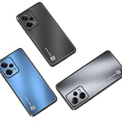 For Xiaomi Redmi Note 12 Pro+ China Metal Brushed Texture Shockproof Phone Case with Holder(Blue) Eurekaonline