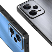 For Xiaomi Redmi Note 12 Pro+ China Metal Brushed Texture Shockproof Phone Case with Holder(Blue) Eurekaonline