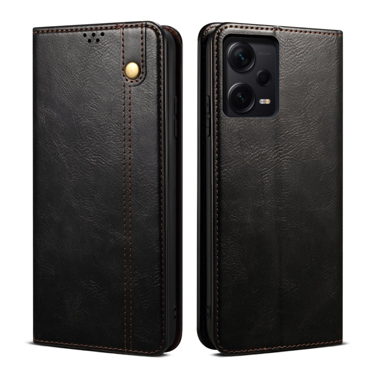 For Xiaomi Redmi Note 12 Pro China Oil Wax Crazy Horse Texture Leather Phone Case(Black) Eurekaonline