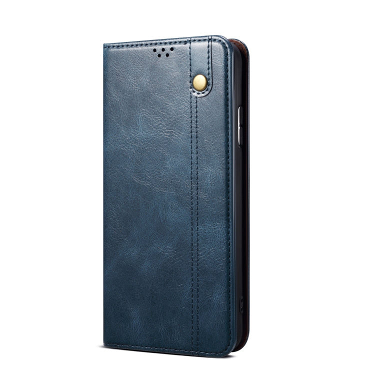 For Xiaomi Redmi Note 12 Pro China Oil Wax Crazy Horse Texture Leather Phone Case(Blue) Eurekaonline