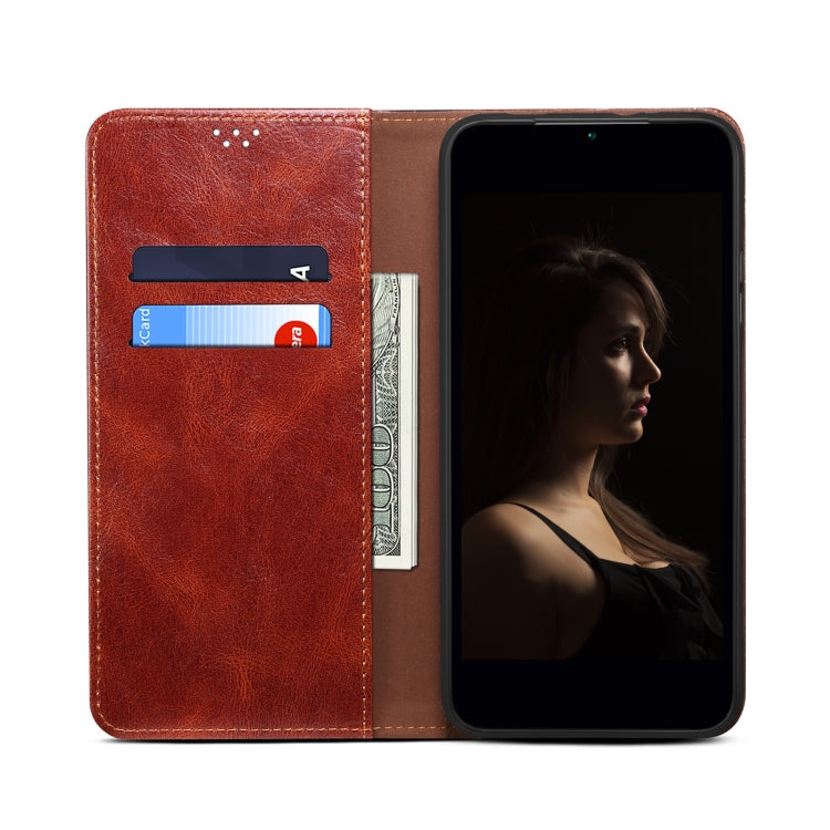 For Xiaomi Redmi Note 12 Pro+ China Oil Wax Crazy Horse Texture Leather Phone Case(Brown) Eurekaonline