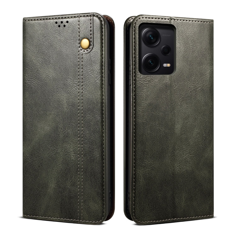 For Xiaomi Redmi Note 12 Pro China Oil Wax Crazy Horse Texture Leather Phone Case(Green) Eurekaonline