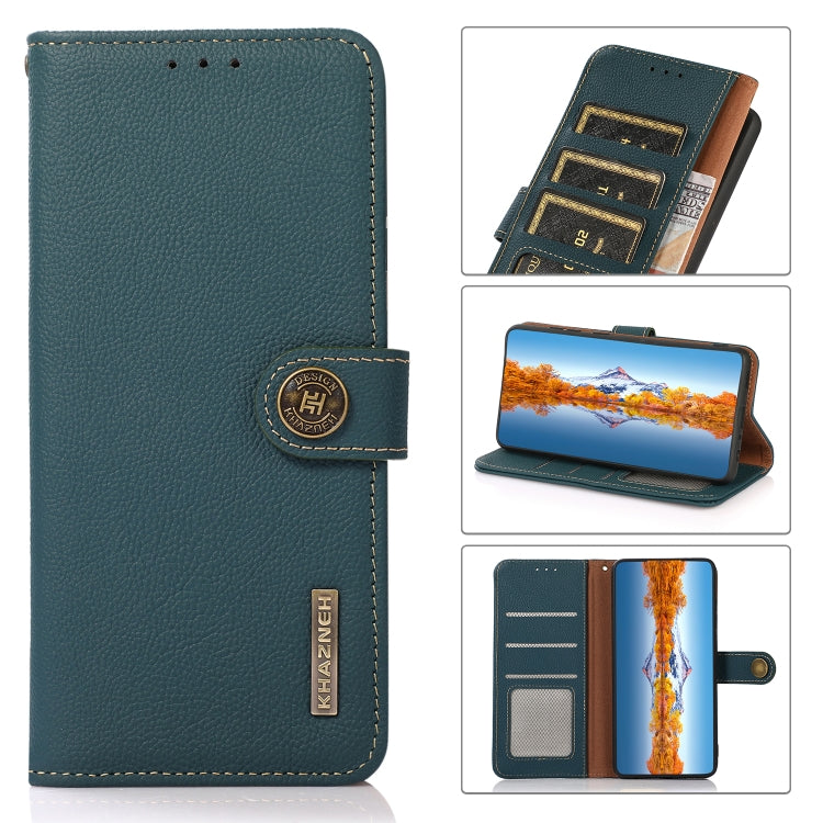  Redmi Note 12 Explorer KHAZNEH Custer Genuine Leather RFID Phone Case(Green) Eurekaonline