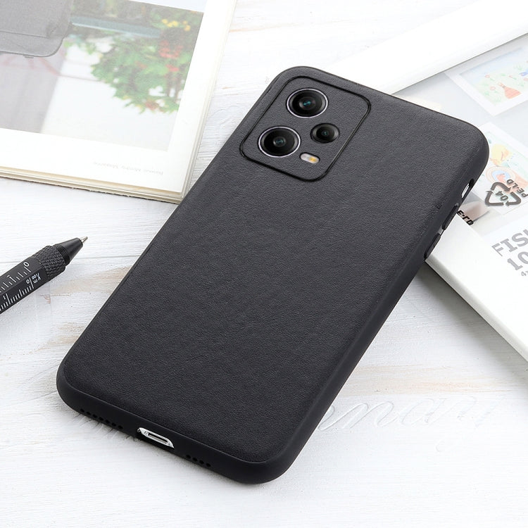 For Xiaomi Redmi Note 12 Pro China Sheep Texture Genuine Leather Shockproof Phone Case(Black) Eurekaonline