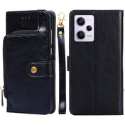 For Xiaomi Redmi Note 12 Pro China Zipper Bag Leather Phone Case(Black) Eurekaonline