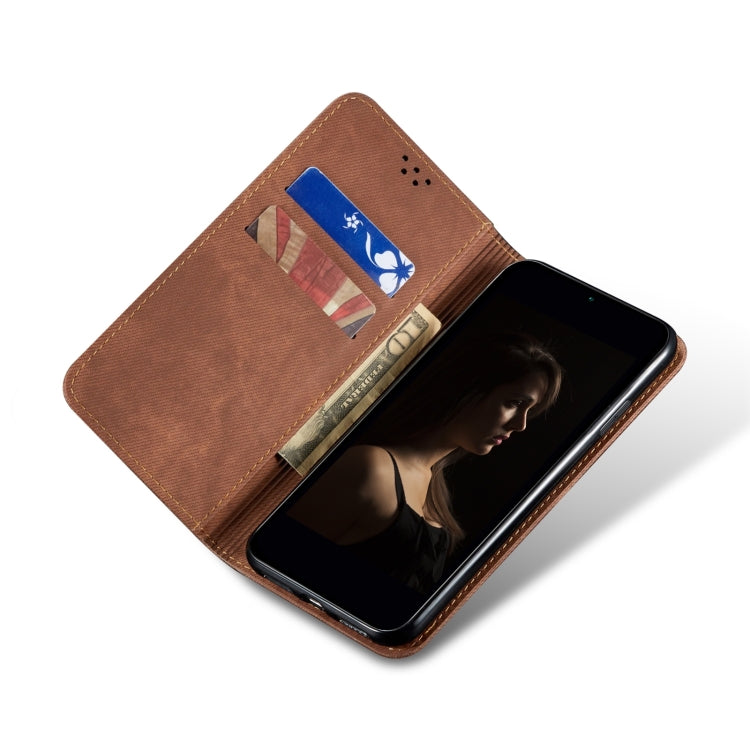 For Xiaomi Redmi Note 12 Pro Denim Texture Leather Phone Case(Brown) Eurekaonline