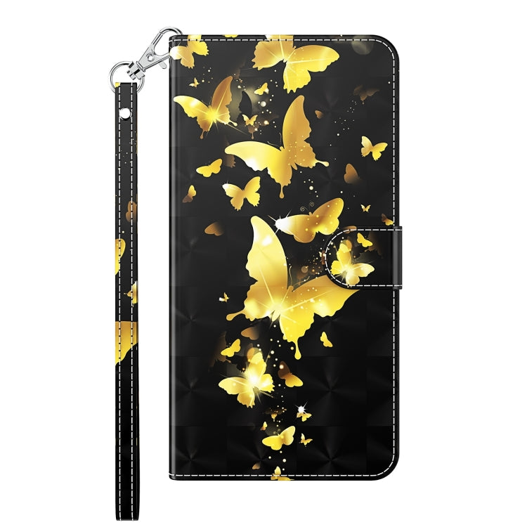For Xiaomi Redmi Note 8 2021 3D Painting Pattern TPU + PU Leather Phone Case(Gold Butterfly) Eurekaonline