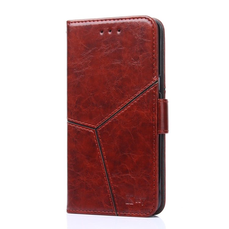  5G Geometric Stitching Horizontal Flip Leather Phone Case(Dark Brown) Eurekaonline