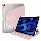 For iPad Pro 12.9 2022 / 2021 / 2020 / 2018 Acrylic 360 Degree Rotation Holder Tablet Leather Case(Baby Pink) Eurekaonline