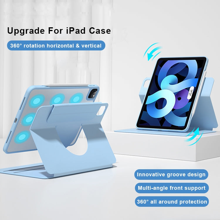  2018 Front Stand Rotating Clear Back Smart Tablet Case(Sky Blue) Eurekaonline